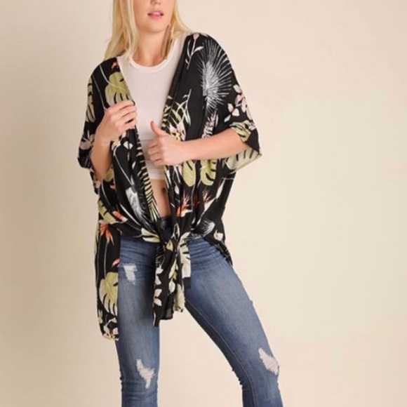 SALE! NWT Umgee Kimono/Cardigan Palm Print - Picture 1 of 7